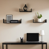 Prateleiras Nichos U Livros Decoração 40 50 60 Mdf Preto Kelan