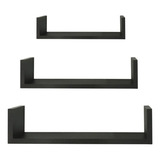 Prateleiras Nichos U Livros Decoração 40 50 60 Mdf Preto