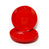 Prato Acrílico Resistente Refeição 22cm Vermelho C 20unid