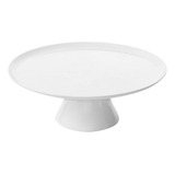 Prato Bolo Com Pé boleira Melamina 30cm Branco Marfim Oxf
