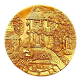 Prato De Parede Decorativo Dourado Ouro Campo Fazenda Luxo