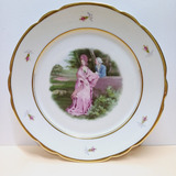 Prato Decoração Antigo Porcelana Real Cenas Românticas