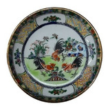 Prato Decorado Porcelana Chinesa Galo Flores P/ Parede 11 Cm