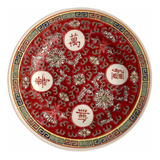 Prato Decorativo Chinês Antigo Em Porcelana Pintado À Mão