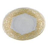 Prato Dunya De Servir De Vidro Ouro 28cm Lace