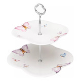 Prato Duplo De Porcelana P Doces Borboletas Wolff 25031