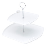 Prato Duplo Para Doces Em Porcelana Birds Branco 27x25x24cm