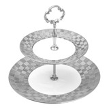 Prato Duplo Porcelana P doces Vera Silver 19 27x23cm Wolff
