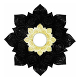 Prato Flower Estrelado Flor Dourada Preto E Dourado Narguile