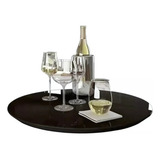 Prato Giratorio De Sobrepor Laca Off White Vidro Fixo 70cm Cor Preto Centro De Mesa Giratorio