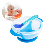 Prato Infantil Bebê Refeição Com Ventosa E Colher Silicone