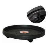 Prato P Vaso Planta Redondo Até 60 Kg C Roda 26cm Plástico