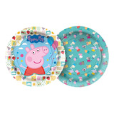 Prato Papel Redondo Festa Peppa Pig 18cm C 8 Unid Cor Decorado