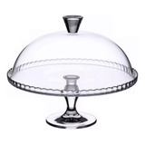 Prato Para Bolo Com Tampa Pé Boleira Vidro Transparente 32cm