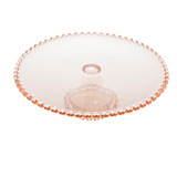 Prato Para Bolo Cristal De Chumbo Com Pé Coração Ambar