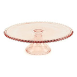 Prato Para Bolo De Cristal De Chumbo Pearl Rosa