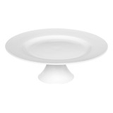Prato Para Bolo Em Porcelana Manhattan Com Pé Sobremesas Cor Branco
