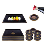 Prato Para Sushi Comida Japonesa Kit 8 Pessoas Molheira 16pç