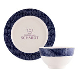 Prato Porcelana Schmidt Linha Real Sobremesa 19cm Redondo