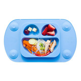 Prato Portátil Para Bebês Azul Silicone Sem Bpa Mimo Style