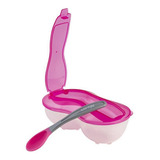 Prato Pratinho Bebe C Divisória Colher Silicone 24h Cor Rosa Nome Do Desenho Liso