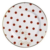 Prato Raso Cerâmica Seasons Branco Filete Ouro Natal 28cm