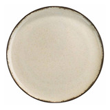 Prato Rústico De Porcelana Com Bordas Antigas 27 Cm Cor Bege