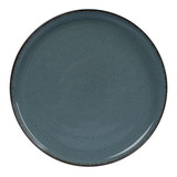 Prato Rústico De Porcelana Com Bordas Antigas De 27 Cm Cor Azul