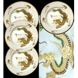 Pratos Decorativos Em Porcelana Oriental Com Dragões