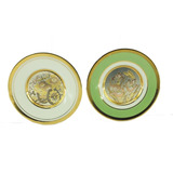Pratos Decorativos Parede Porcelana Desenhada Em Ouro 24klt