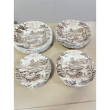 Pratos Rasos Fundos Sobremesa Porcelana Inglesa Ridgway