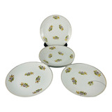 Pratos Sobremesa Porcelana Real Floral Frisos Dourados