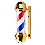 Precious Harvest Poste De Barbeiro De 20 Polegadas Luminária Giratória Vermelha Azul E Branca Para Barbearia Letreiros Clássicos Para Salão De Cabeleireiro Fonte De Luz LED Dourado 