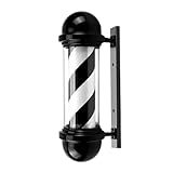 Precious Harvest Poste De Barbeiro De 20 Polegadas Luminária Giratória Vermelha Azul E Branca Para Barbearia Letreiros Clássicos Para Salão De Cabeleireiro Fonte De Luz LED Preto 