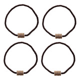 Prendedor Cortina Abraçadeira Strass Moderno Imã Imbuia 4 Pc