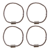Prendedor Cortina Abraçadeira Strass Moderno Imã Prata 4 Pc