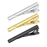 Prendedor De Gravatas Clip Presilha Grampo Elegante Slim Kit 3un Dourado Prata E Preto 