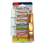 Prendedor De Papel Binder 25mm Branco E Rose Gold Brw 6un