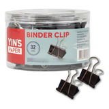 Prendedor De Papel Binder Clip 32 Mm Caixa Com 24 Unidades Cor Preto