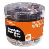 Prendedor De Papel Binder Clips 15mm Preto Pote 60 Un