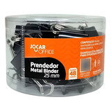 Prendedor De Papel Binder Preto 25mm Jocar Office 48 Unid