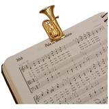 Prendedor De Partitura Hinário Par Mini Tuba Dourado