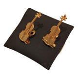 Prendedor De Partitura Hinário par Mini Violino Dourado