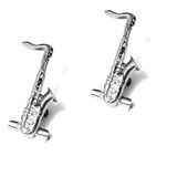 Prendedor Partitura Luxo Sax Tenor Tonalidade Prateada O Par