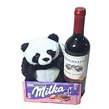 Presente Criativo Urso Panda Pelúcia Vinho Milka Pronto Para Presentear
