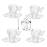 Presente Dia Das Mães Xicara 80ml Açucareiro Borboleta Kit
