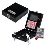 Presente Kit Vinho Estojo Gravado Nome Cartas Dados Jogar