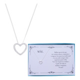 Presente Mãe Colar Feminino Prata 925 45 Cm Extensor 5 Cm Cor Mae Cravejado Gtz