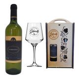 Presente Natal Kit Vinho Na Caixa Mdf Taça Personalizada
