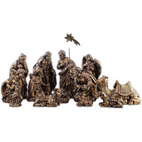 Presépio De Natal Ouro Velho 23 Cm 14 Peças Inquebrável
